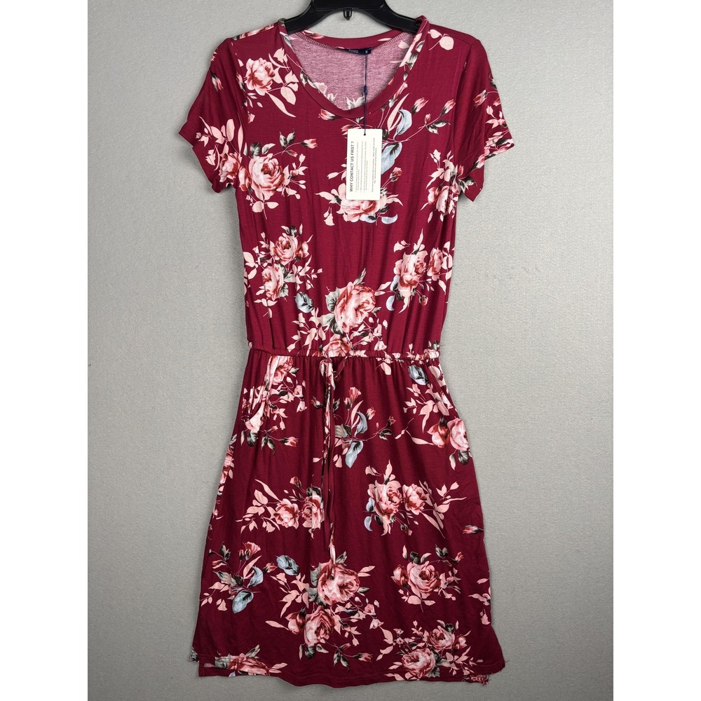 Simier Fariry Dress Womens Small Fit & Flare Knee Length V-Neck Pockets Floral